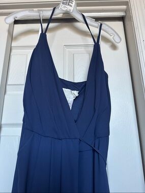 David's Bridal Deep Navy Spaghetti-Strap Maxi Dress